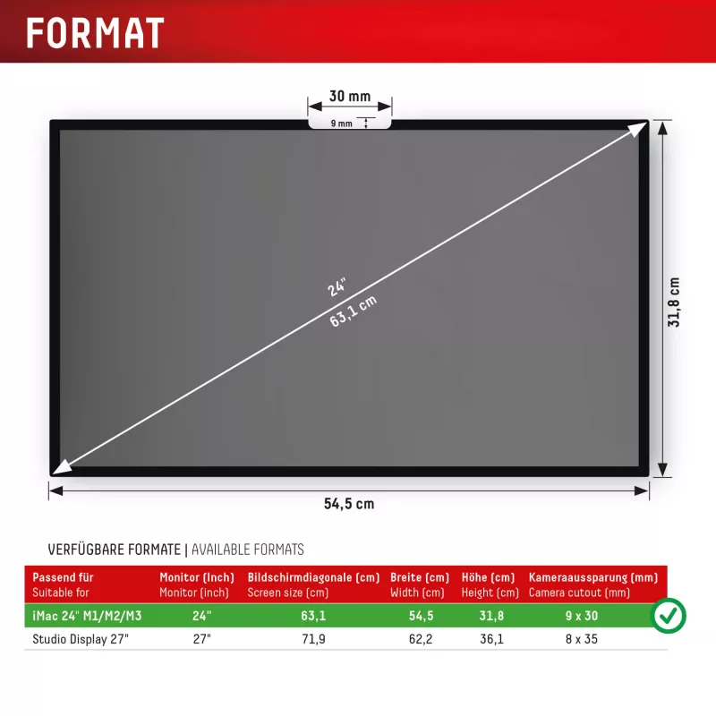 Filtro de privacidad de 2 vías extraíble Displex PRIVACY SAFE para iMac 24