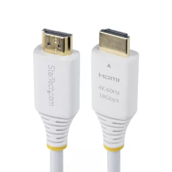 Cable HDMI High Speed premium certificado StarTech.com 1,8 m, 4K 60Hz/1440p 144Hz, HDR10/HDCP 2.2/ARC, 18Gbps, cable HDMI 2.0 UHD para TV/monitor/pantalla, funda TPE, blanco