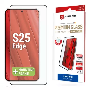 Displex Premium protector de pantalla (Full Cover, 10H) para Samsung Galaxy S25 Edge, marco de montaje Eco, cobertura total