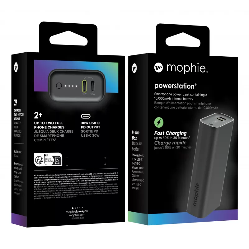 Batería externa mophie Powerstation 10000 mAh negra 2 USB Type-C