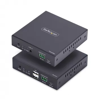 Extensor KVM HDMI StarTech.com sobre red IP, 4K 60Hz, sin controladores, HDMI y USB sobre Ethernet/CAT6, AVoIP, kit de transmisor y receptor, incluye kits de montaje