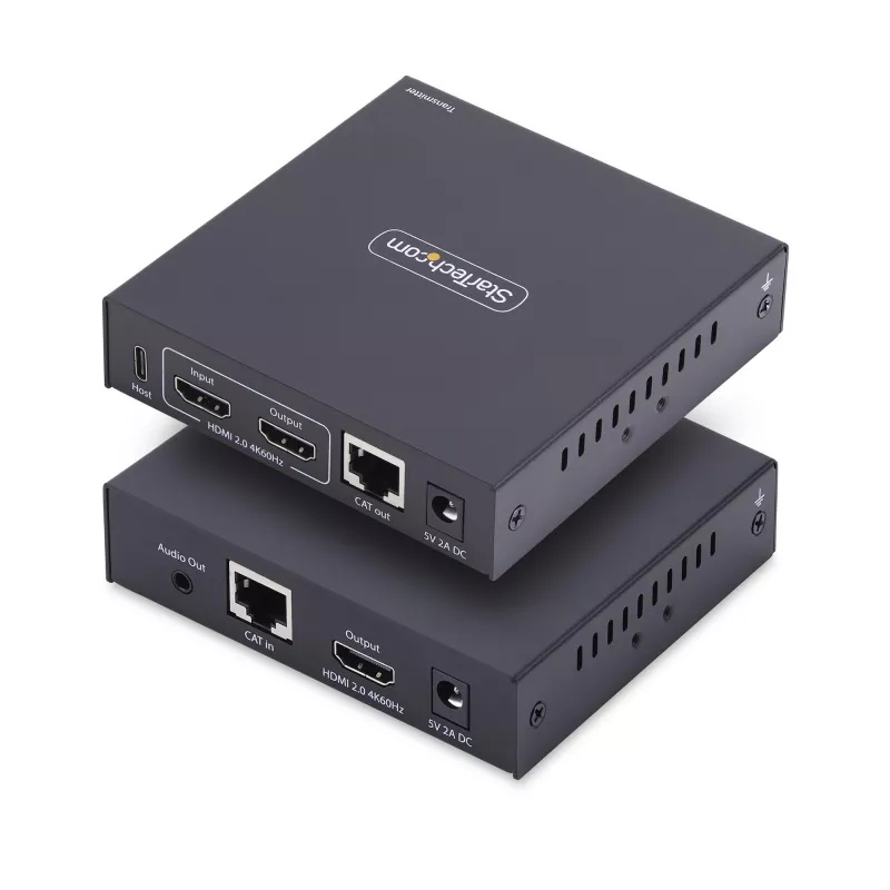 Extensor KVM HDMI StarTech.com sobre red IP, 4K 60Hz, sin controladores, HDMI y USB sobre Ethernet/CAT6, AVoIP, kit de transmisor y receptor, incluye kits de montaje