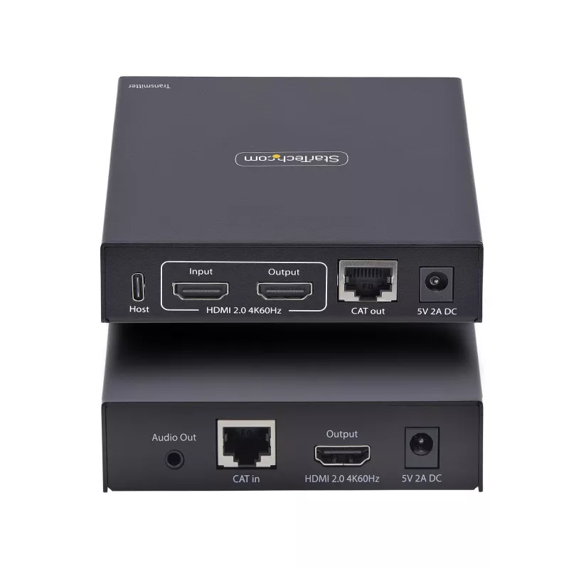 Extensor KVM HDMI StarTech.com sobre red IP, 4K 60Hz, sin controladores, HDMI y USB sobre Ethernet/CAT6, AVoIP, kit de transmisor y receptor, incluye kits de montaje