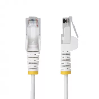 StarTech.com cable Ethernet CAT6 esbelto de 1m blanco, sin lengüeta, 100W PoE, UTP, LSZH, 28AWG hilo de cobre desnudo puro, cable de red RJ45 esbelto con alivio de tensión, probado individualmente