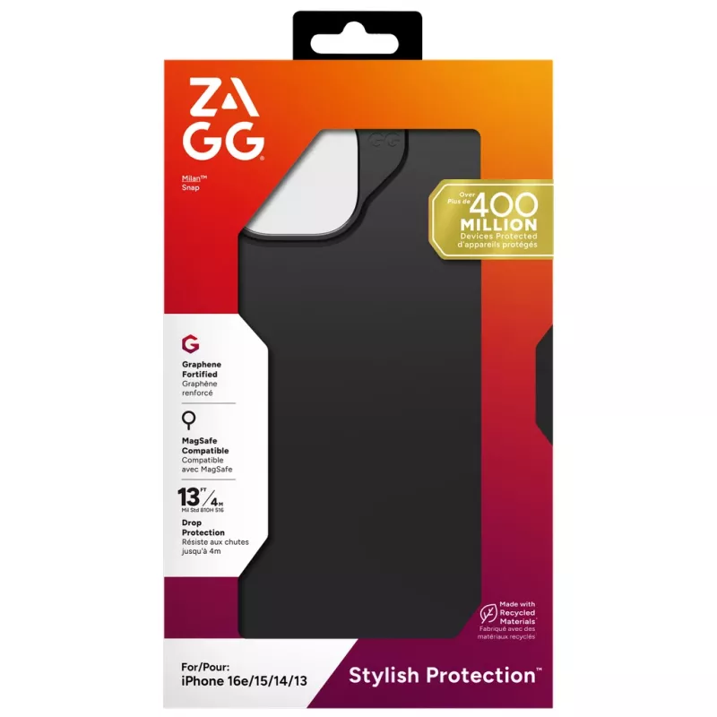 Funda ZAGG Milan Snap iPhone 17e/16e/15/14/13 Negra