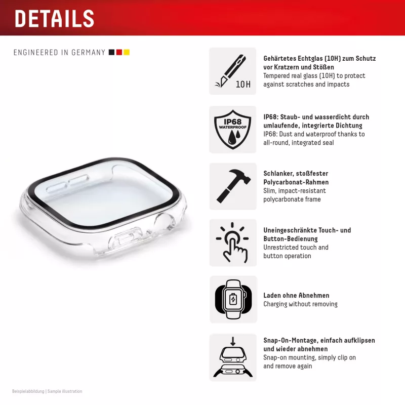 Protector de cuerpo completo e.v.i. DISPLEX Apple Series 10 42mm Transparente — lámina protectora de superficie completa para Apple Watch Series 10 42mm