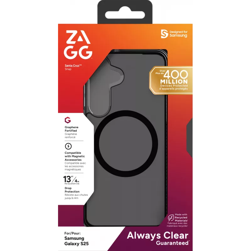 ZAGG Santa Cruz Snap Samsung Galaxy S25 Midnight, funda, Samsung, Galaxy S25, 15,8 cm (6,2