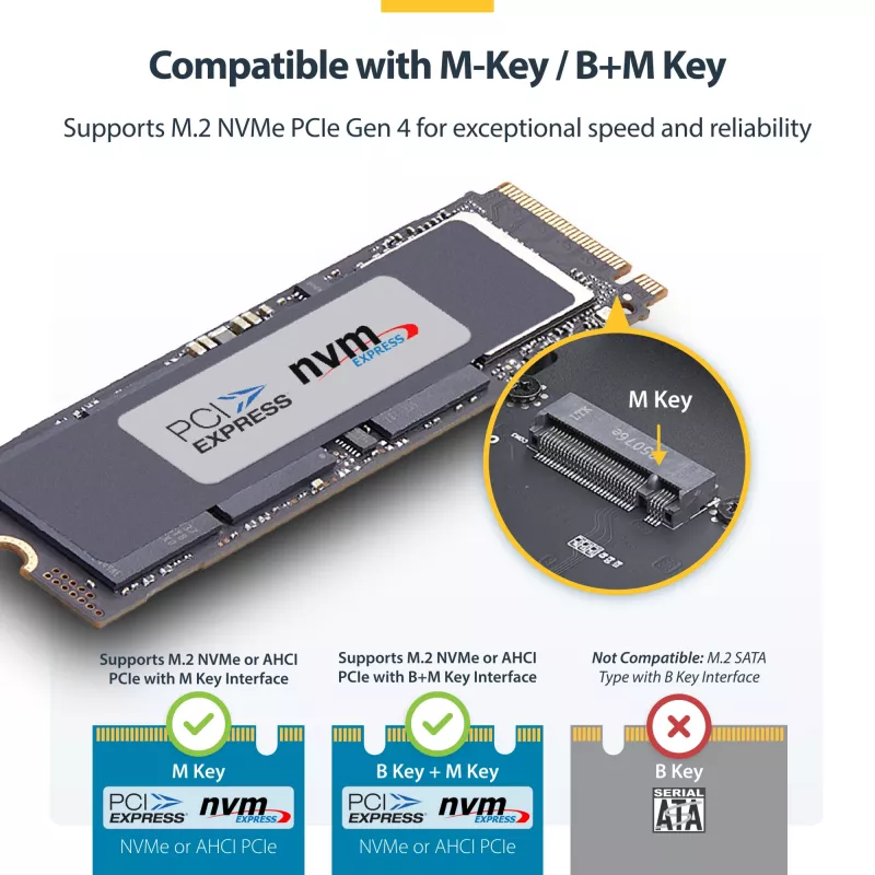 Caja para SSD NVMe M.2 USB4 de StarTech.com, 40 Gbit/s, caja externa USB-C/Thunderbolt para SSD NVMe, carcasa con disipador de aluminio, B+M/M-Key