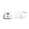 Cargador PanzerGlass empower™ by ® Turbo 35W con USB-C + USB-A | Enchufe UK | Blanco plateado