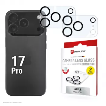 Displex Full Cover cristal para lente de cámara iPhone 17 Pro, 10H, protección completa de cámara, Quick Mount, pack de 2