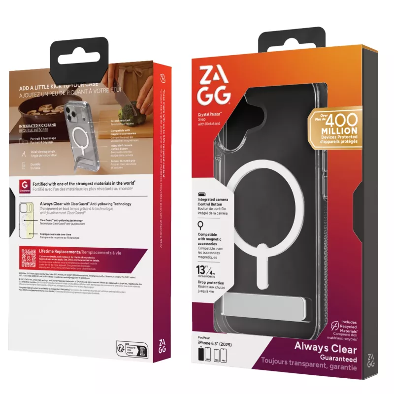 Funda ZAGG Crystal Palace Snap Kickstand para Apple iPhone 17 transparente
