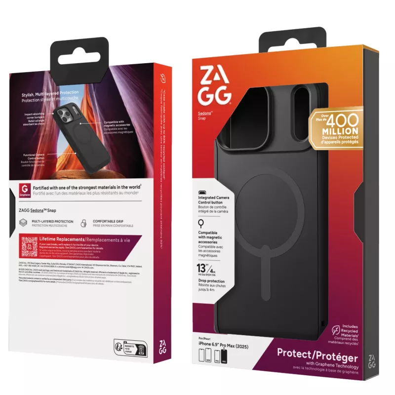 Funda ZAGG Sedona Snap para Apple iPhone 17 Pro Max Flood negra