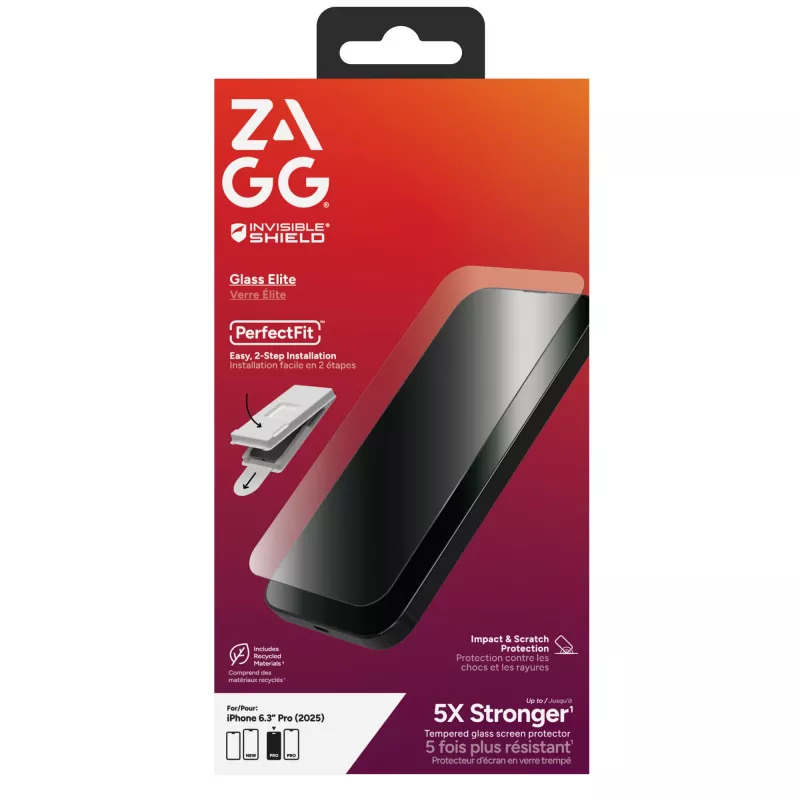 Protector de cristal templado InvisibleShield Glass Elite para Apple iPhone 17 Pro