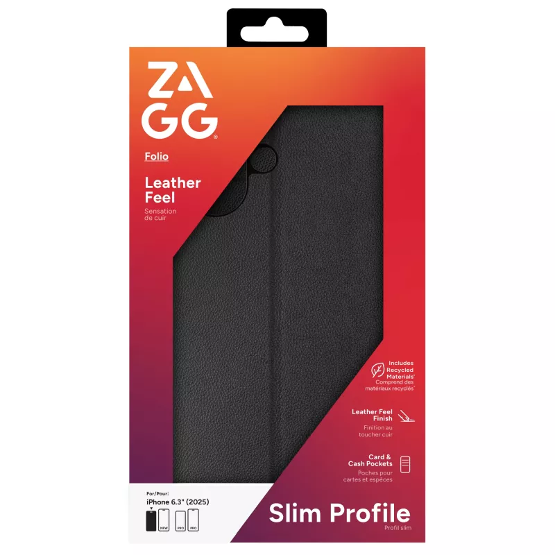 ZAGG Folio funda para Apple iPhone 17, de piel, negro