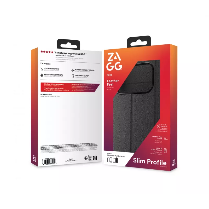 ZAGG 702319258 Folio funda para Apple iPhone 17 Pro Max, negro