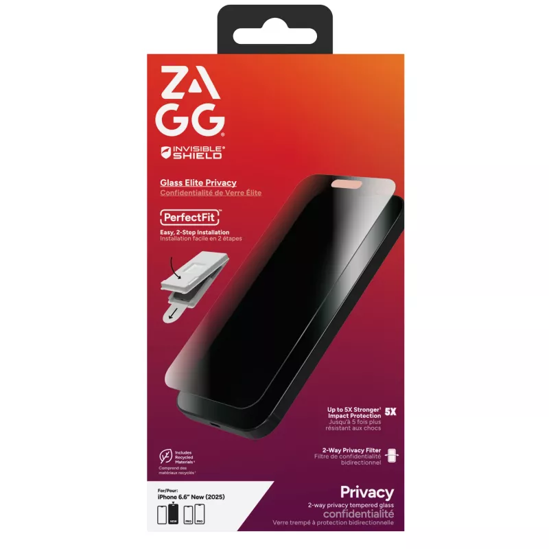 ZAGG InvisibleShield Glass Elite Privacy 200118656 protector de pantalla para Apple iPhone Air