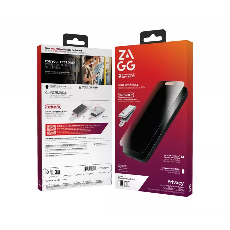 ZAGG InvisibleShield Glass Elite Privacy 200118656 protector de pantalla para Apple iPhone Air
