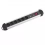 Alargador de corriente M-Cab POW0001 2m 6 tomas de CA para interiores negro plateado