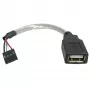 Cable USB 2.0 StarTech.com de 15 cm - Conector hembra USB A a conector hembra de cabecera de 4 pines para placa base USB