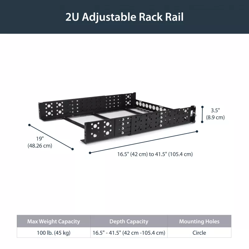 Guías de rack universales fijas de 19 pulgadas StarTech.com 2U con profundidad ajustable