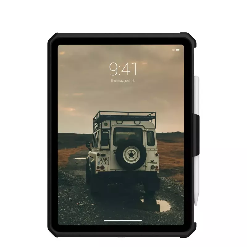 Urban Armor Gear 12339HB14040 Scout funda resistente con correa de mano y soporte para iPad de 10,9 pulgadas (10.ª generación, 2022), 27,7 cm, TPU, negra