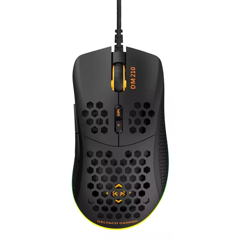 Ratón gaming Deltaco DM210 cable ultrafino RGB negro