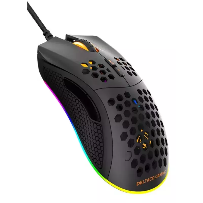 Ratón gaming Deltaco DM210 cable ultrafino RGB negro