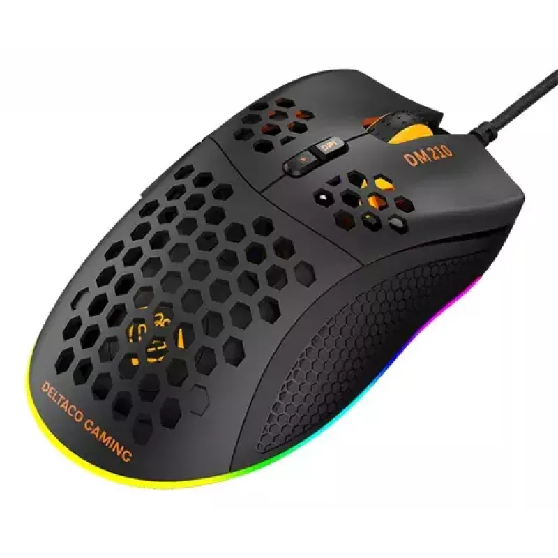 Ratón gaming Deltaco DM210 cable ultrafino RGB negro
