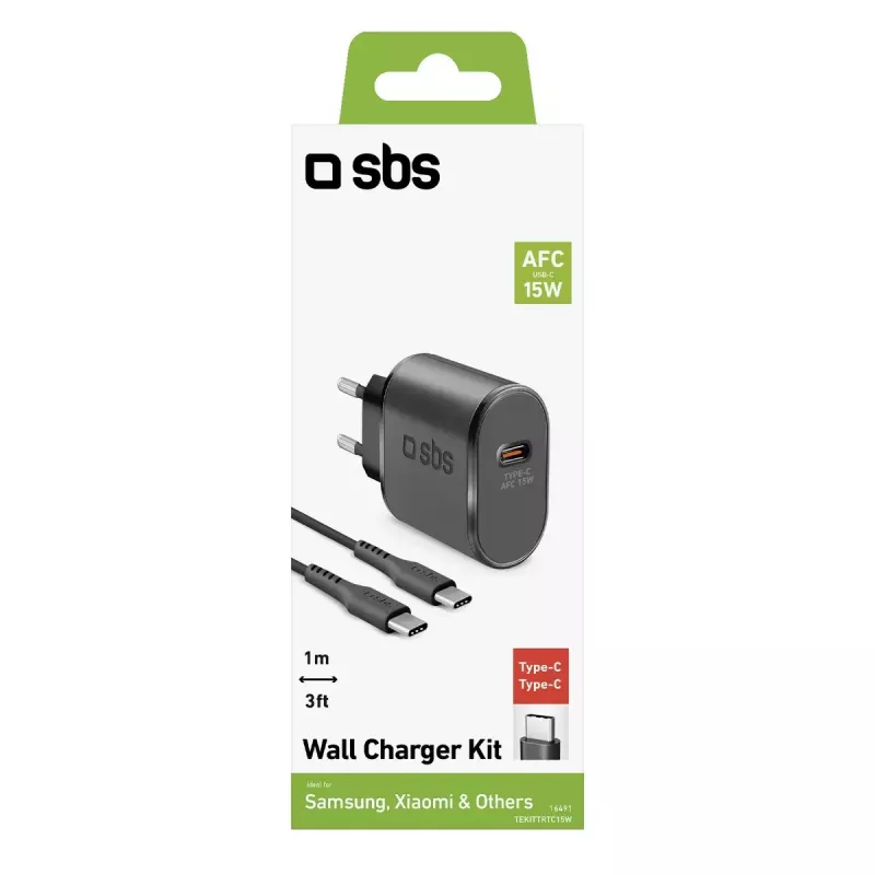 Cargador móvil SBS TEKITTRTC15W Universal Negro CA Carga rápida
