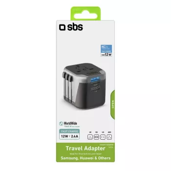 Fuente de alimentación para dispositivos móviles SBS Mobile TEADAPT2USBUNI — negro/plata, adaptador USB