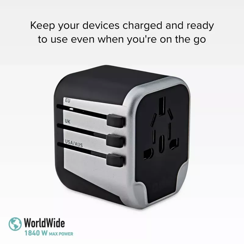 Fuente de alimentación para dispositivos móviles SBS Mobile TEADAPT2USBUNI — negro/plata, adaptador USB