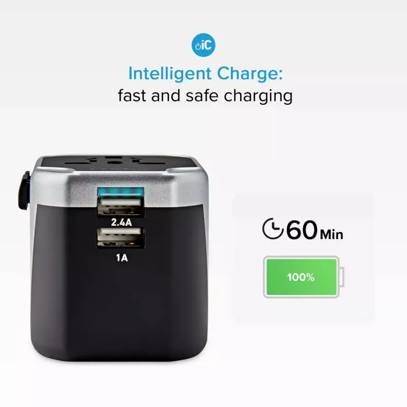 Fuente de alimentación para dispositivos móviles SBS Mobile TEADAPT2USBUNI — negro/plata, adaptador USB