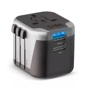 Fuente de alimentación para dispositivos móviles SBS Mobile TEADAPT2USBUNI — negro/plata, adaptador USB