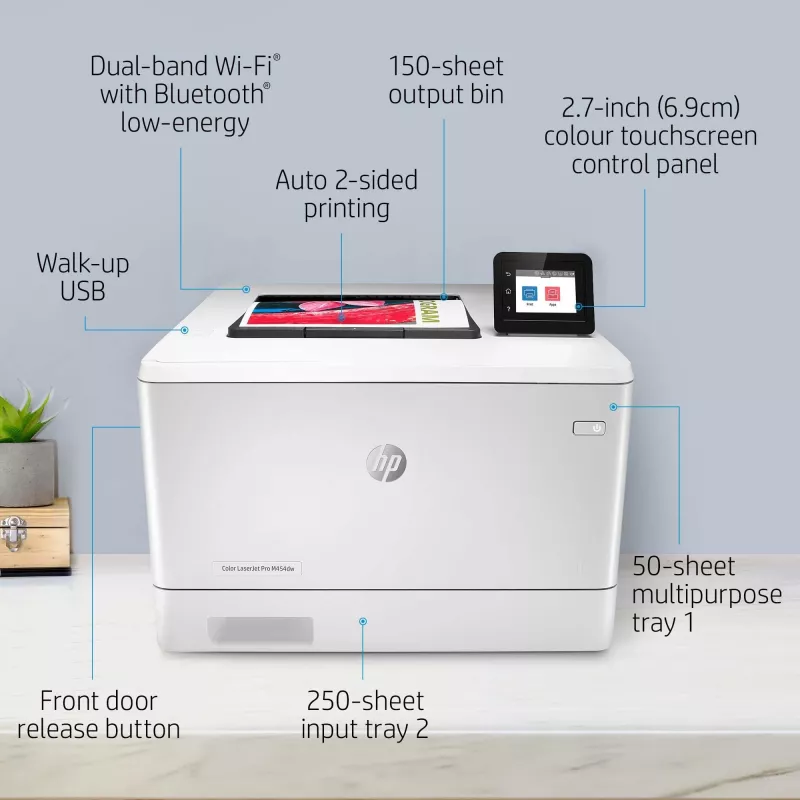 HP Color LaserJet Pro M454dw, impresión, impresión por USB frontal; impresión a doble cara