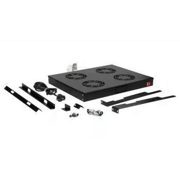 Equip ventiladores de refrigeración 19', 1U, 4 ventiladores, RAL9005 negro