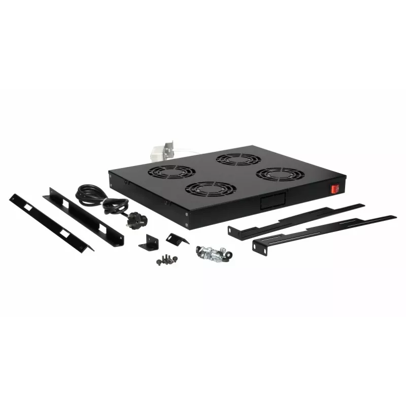 Equip ventiladores de refrigeración 19', 1U, 4 ventiladores, RAL9005 negro