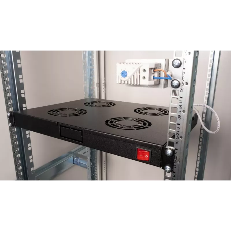 Equip ventiladores de refrigeración 19', 1U, 4 ventiladores, RAL9005 negro