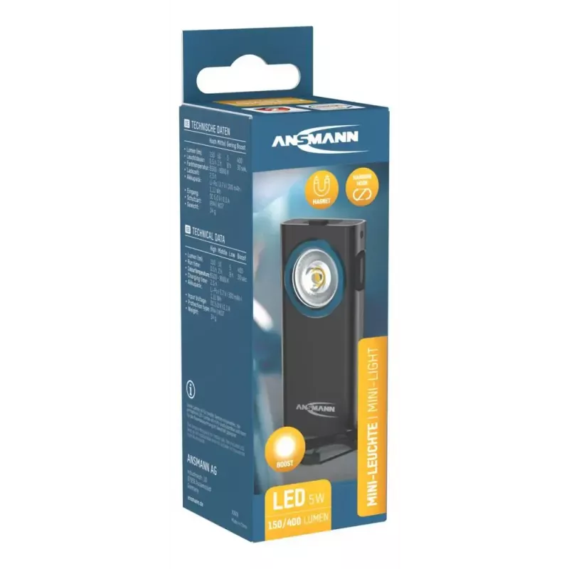 Linterna de llavero Ansmann ML400R negra LED 5W recargable por USB