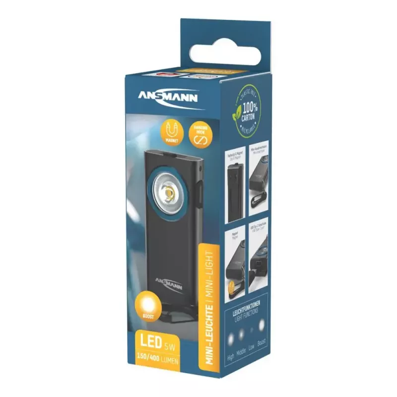 Linterna de llavero Ansmann ML400R negra LED 5W recargable por USB