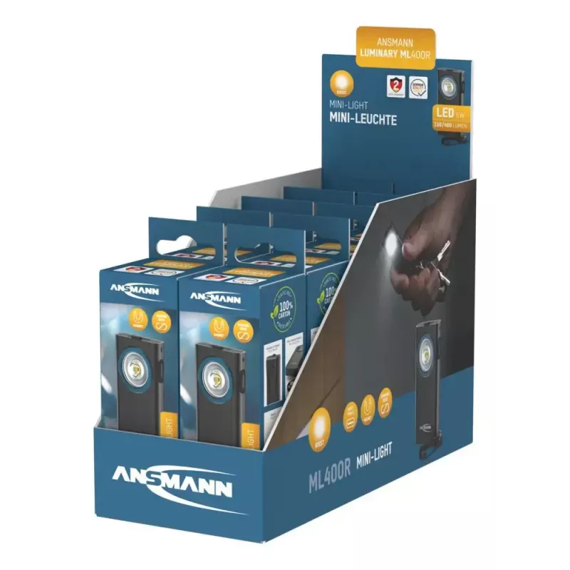 Linterna de llavero Ansmann ML400R negra LED 5W recargable por USB
