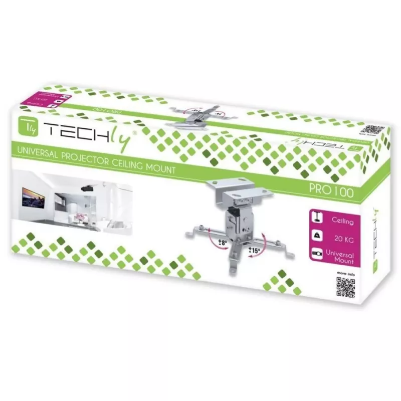 Techly Soporte de techo para proyector Extensión 130 mm Plata ICA-PM 2S
