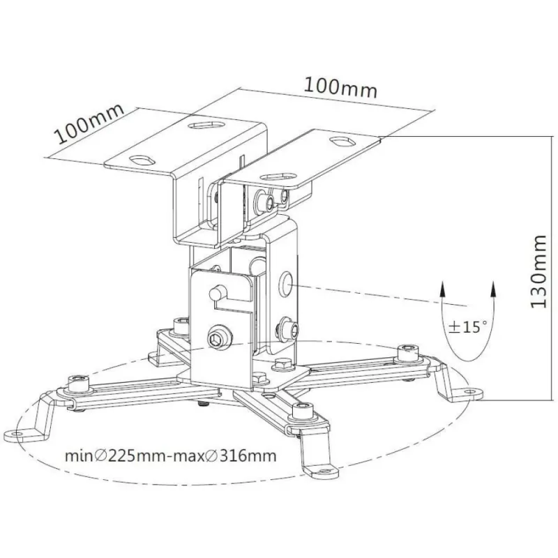 Techly Soporte de techo para proyector Extensión 130 mm Plata ICA-PM 2S