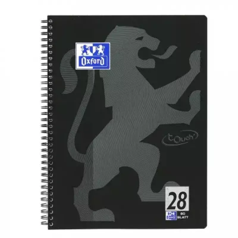 Cuaderno Oxford 400121610 A4+ 160 hojas negro gris