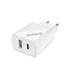 Cargador de interior SAVIO LA-04 USB Type-A y Type-C, 18 W, PD 3.0 Quick Charge, 2x USB-A + 1x USB-C, 100–240 V, blanco