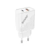 Cargador de interior SAVIO LA-04 USB Type-A y Type-C, 18 W, PD 3.0 Quick Charge, 2x USB-A + 1x USB-C, 100–240 V, blanco