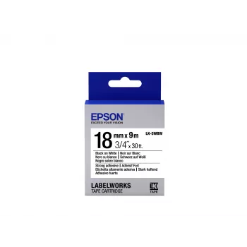 Cartucho de etiquetas Epson muy adherente LK-5WBW negro/blanco 18 mm (9 m)