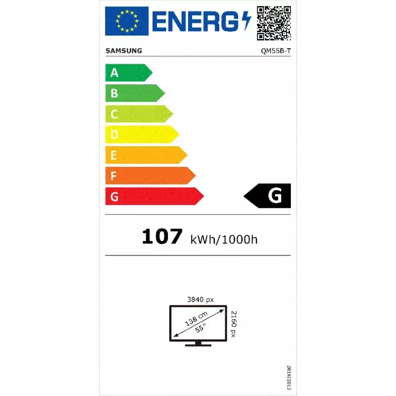 Pantalla plana de digital signage Samsung QM55B-T 55 pulgadas LCD 4K Ultra HD VA, 400 cd/m², Tizen 6.5, táctil