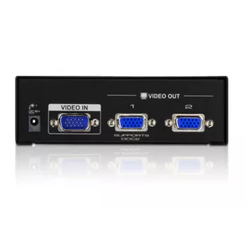 ATEN divisor de vídeo VGA de 2 puertos (450 MHz), VGA, 2x VGA, 2048 x 1536 píxeles, negro, metal, QXGA