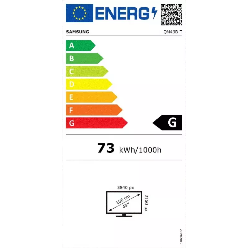 Pantalla plana de señalización digital Samsung QM43B-T 43 pulgadas LCD 4K Ultra HD 3840 x 2160