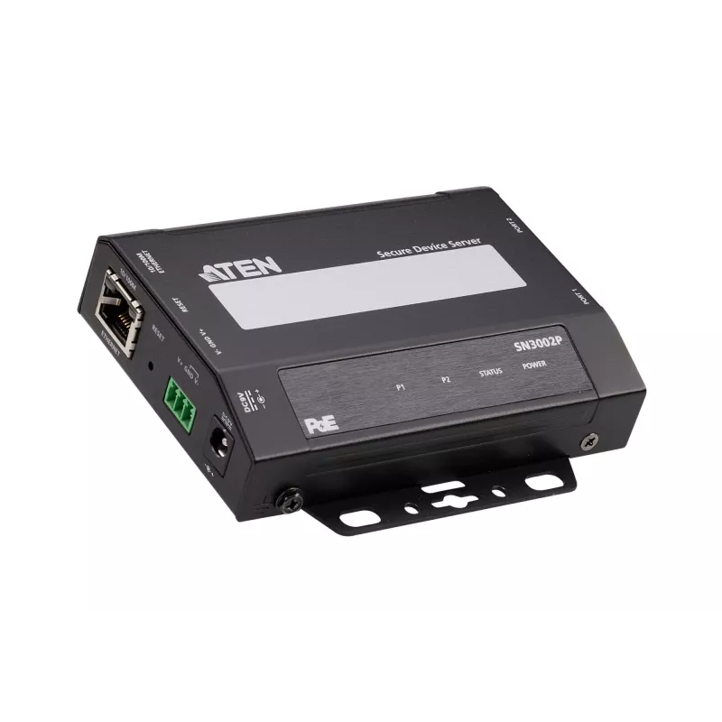 ATEN Altusen SN3002P servidor de dispositivos, 2 puertos RS-232, LAN 100 Mb, montable sobre mesa, pared o carril DIN